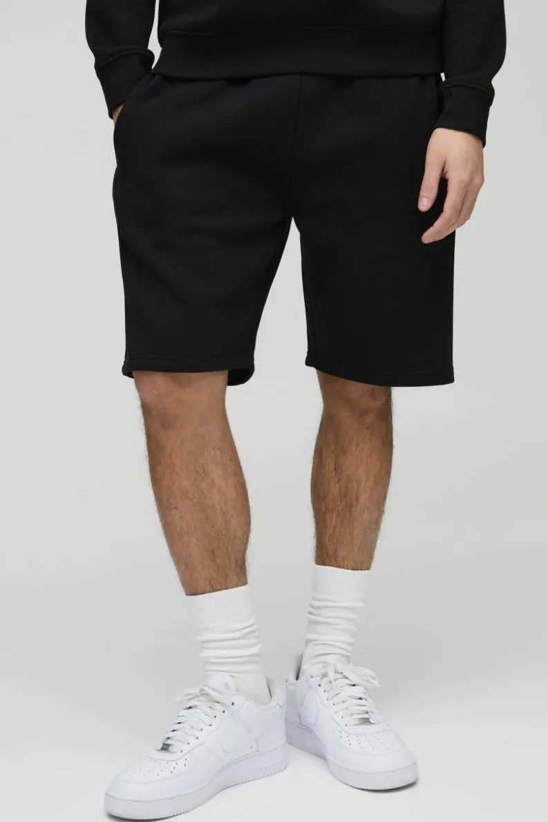 Cheap boohooMAN Loose Fit Mid Length Basic Shorts black