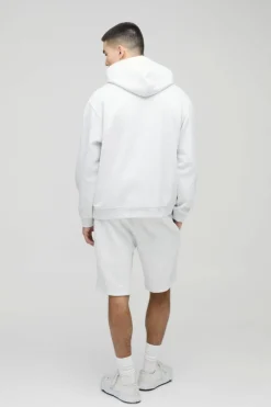 Hot boohooMAN Loose Fit Mid Length Basic Shorts grey marl