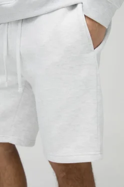 Hot boohooMAN Loose Fit Mid Length Basic Shorts grey marl