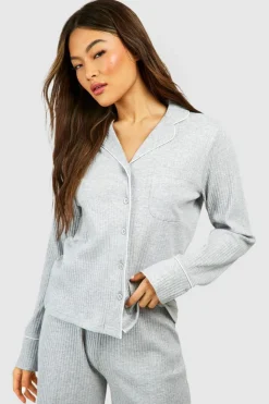 Cheap boohoo Lounge Shirt and Trouser Set grey marl
