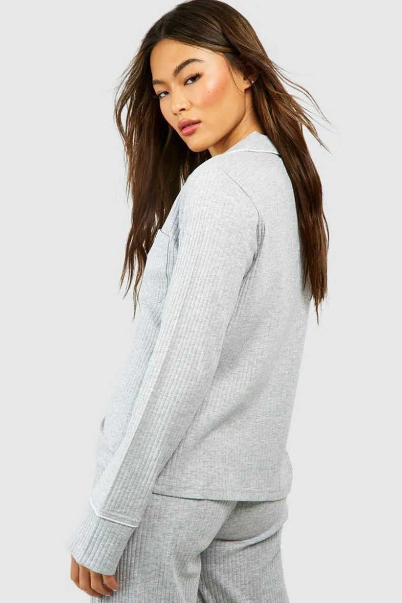 Cheap boohoo Lounge Shirt and Trouser Set grey marl