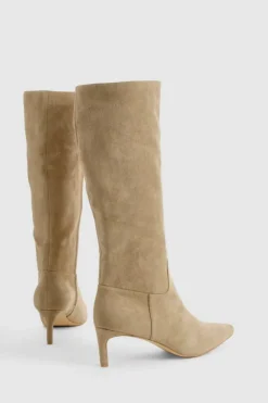 Store boohoo Low Stiletto Knee High Boots taupe