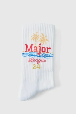 Best Sale boohooMAN Major League Graphic Sports Socks white
