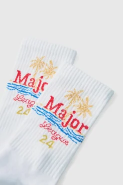 Best Sale boohooMAN Major League Graphic Sports Socks white
