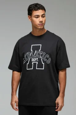Cheap boohooMAN Man Active Athletics Dept Oversized T-shirt black