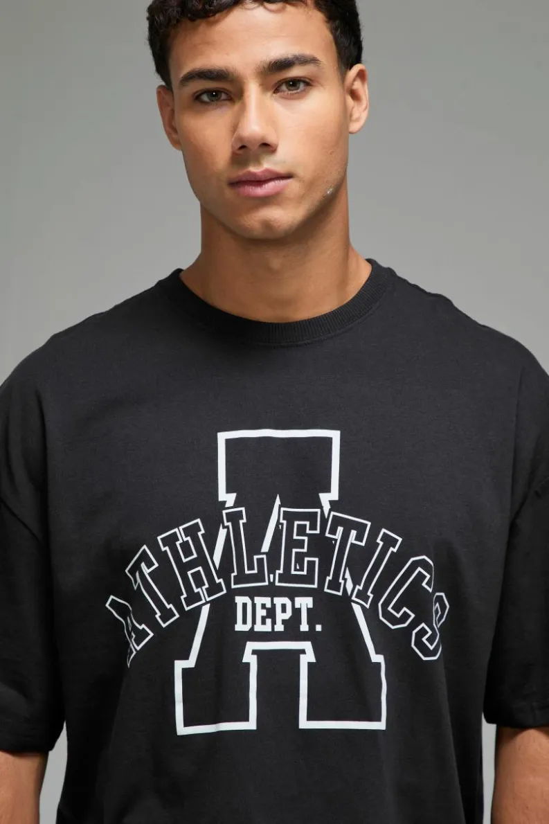 Cheap boohooMAN Man Active Athletics Dept Oversized T-shirt black
