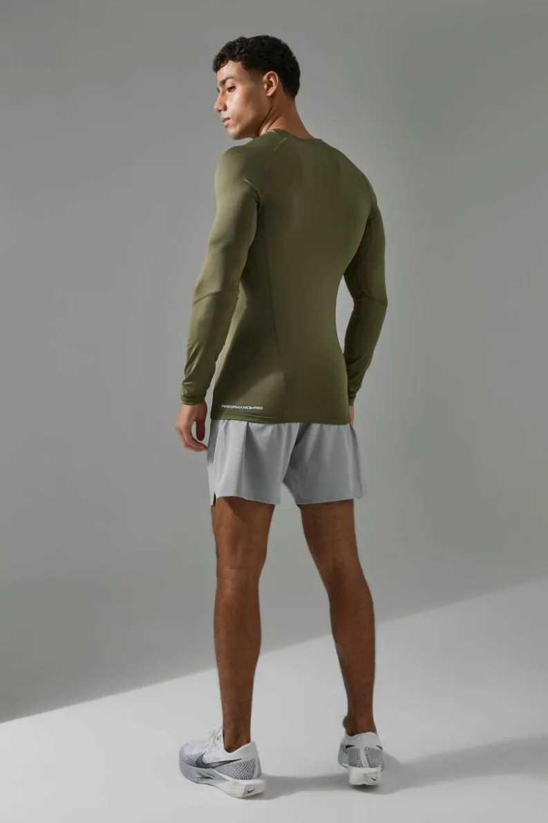 Cheap boohooMAN Man Active Base Layer Long Sleeve T-shirt khaki