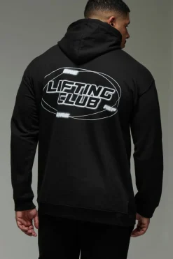 New boohooMAN Man Active Blurred Oversized Hoodie black