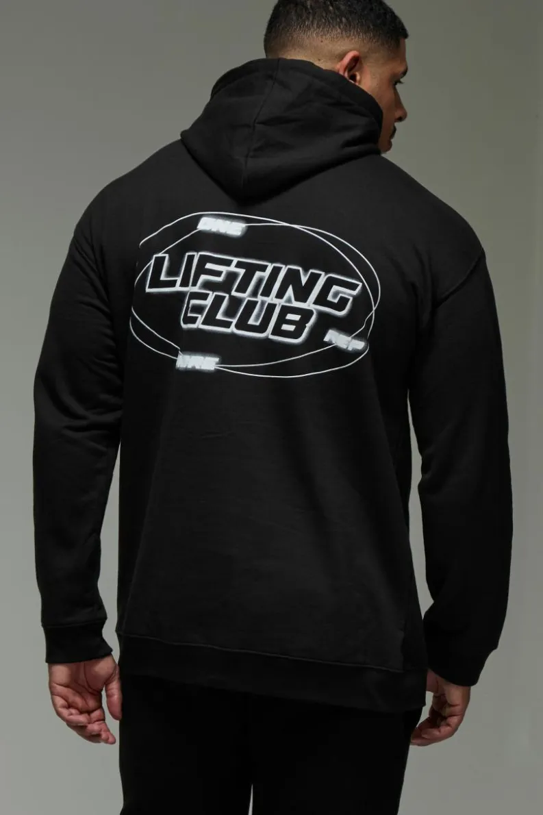New boohooMAN Man Active Blurred Oversized Hoodie black