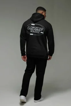 New boohooMAN Man Active Blurred Oversized Hoodie black