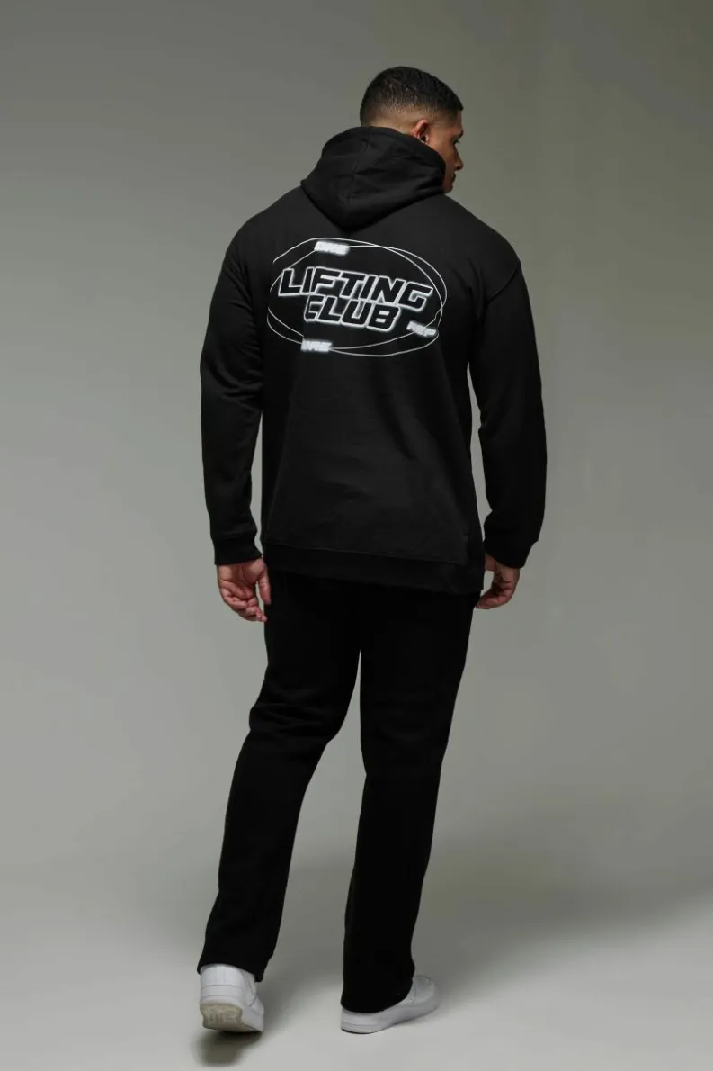 New boohooMAN Man Active Blurred Oversized Hoodie black