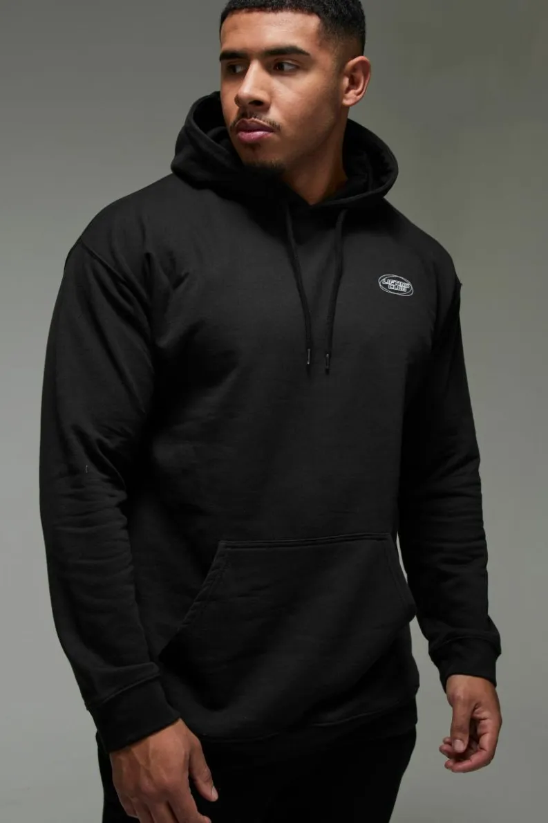 New boohooMAN Man Active Blurred Oversized Hoodie black