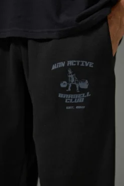 Hot boohooMAN Man Active Body Building Club Oversized Joggers black
