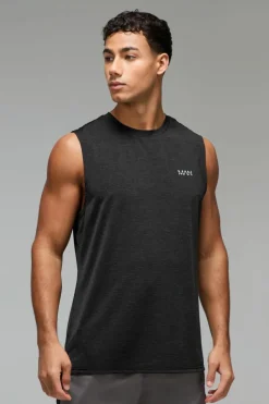Sale boohooMAN Man Active Breathable Marl Tank black