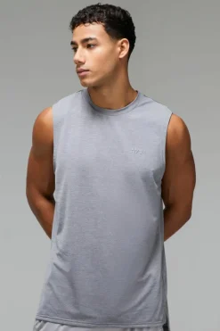 Discount boohooMAN Man Active Breathable Marl Tank light grey