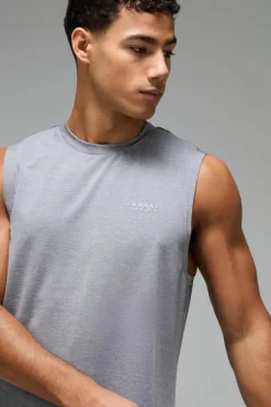Discount boohooMAN Man Active Breathable Marl Tank light grey
