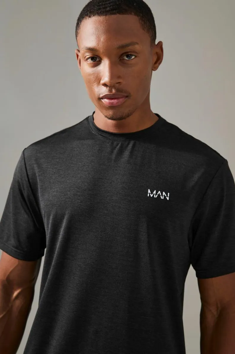 Discount boohooMAN Man Active Breathable Marl T-shirt black