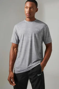 Fashion boohooMAN Man Active Breathable Marl T-shirt charcoal