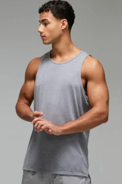 Fashion boohooMAN Man Active Breathable Marl Vest light grey