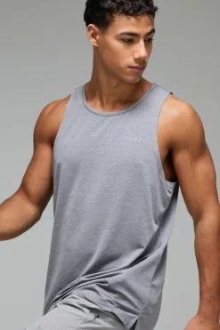 Fashion boohooMAN Man Active Breathable Marl Vest light grey