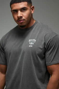 Discount boohooMAN Man Active Bronx Gym Oversized Washed T-shirt charcoal