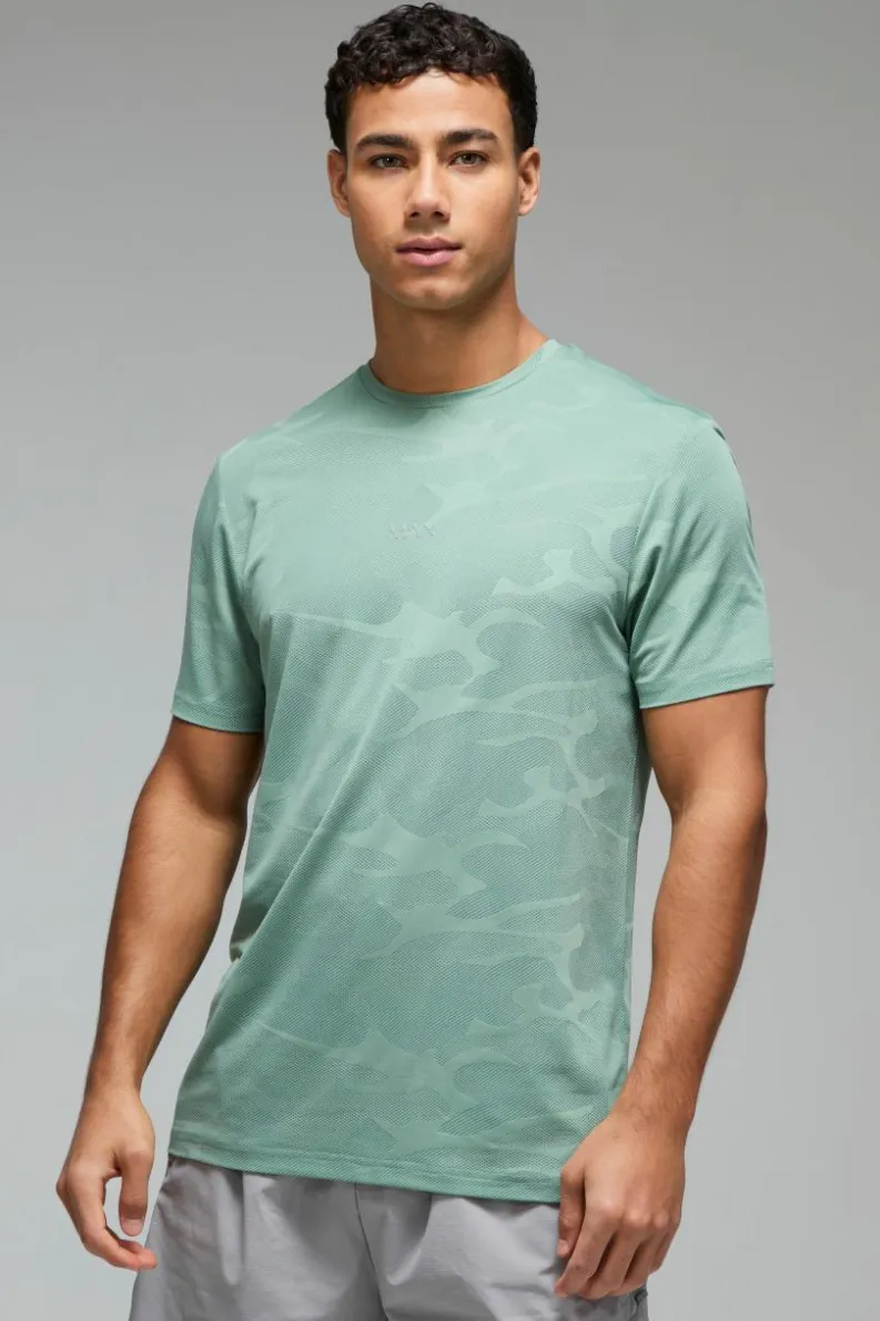 Cheap boohooMAN Man Active Camo Jacquard Regular Fit T-shirt khaki