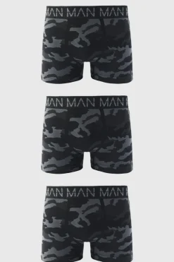Outlet boohooMAN Man Active Camo Seamless Boxer 3 Pack black