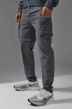 Cheap boohooMAN Man Active Cargo Zip Off Tapered Jogger charcoal