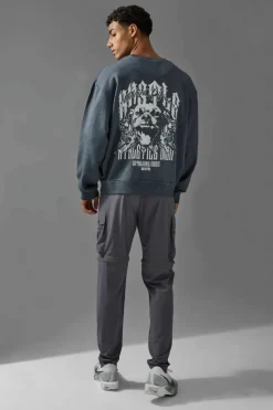 Cheap boohooMAN Man Active Cargo Zip Off Tapered Jogger charcoal