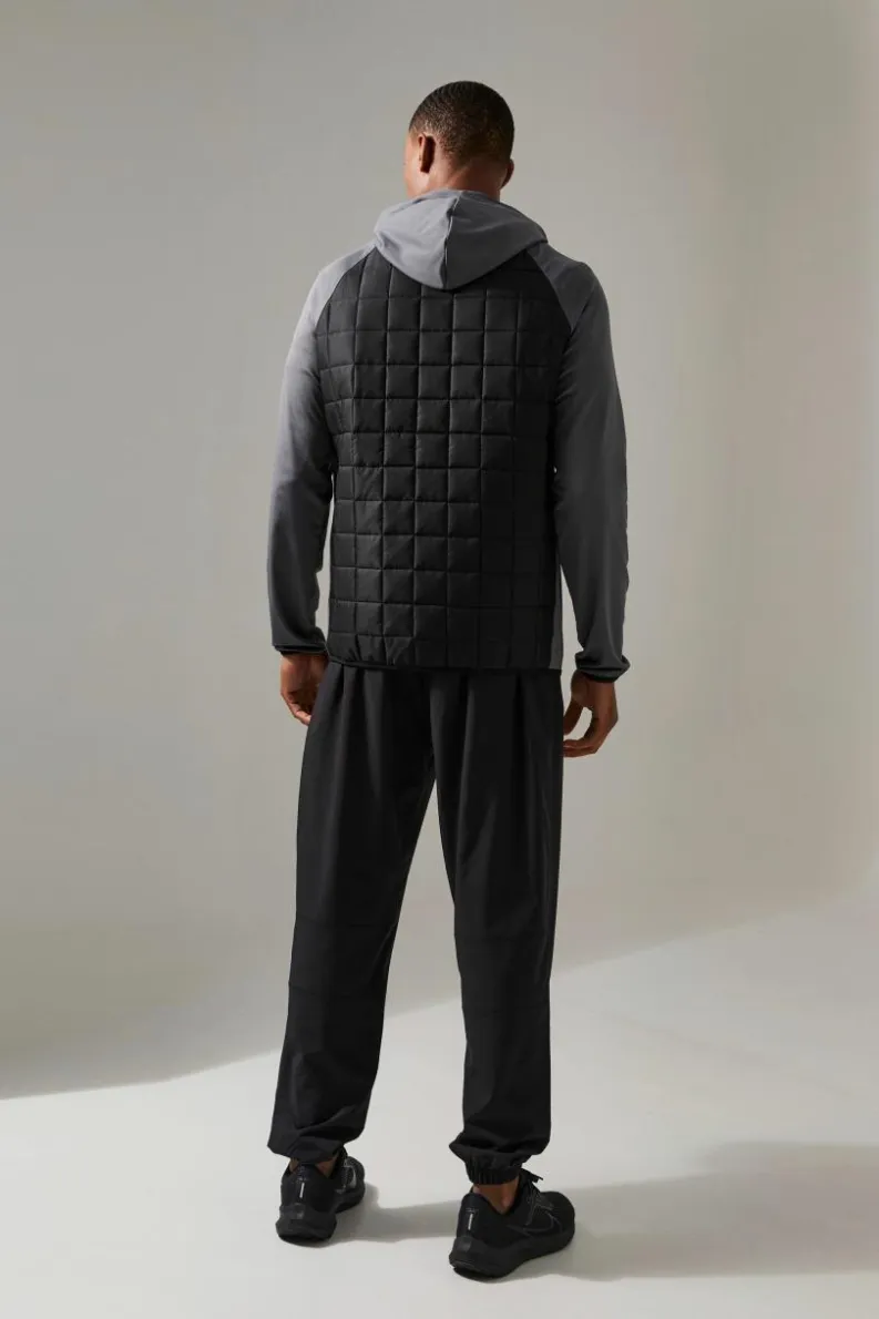 Best boohooMAN Man Active Check Quilted Zip Through Hoodie charcoal