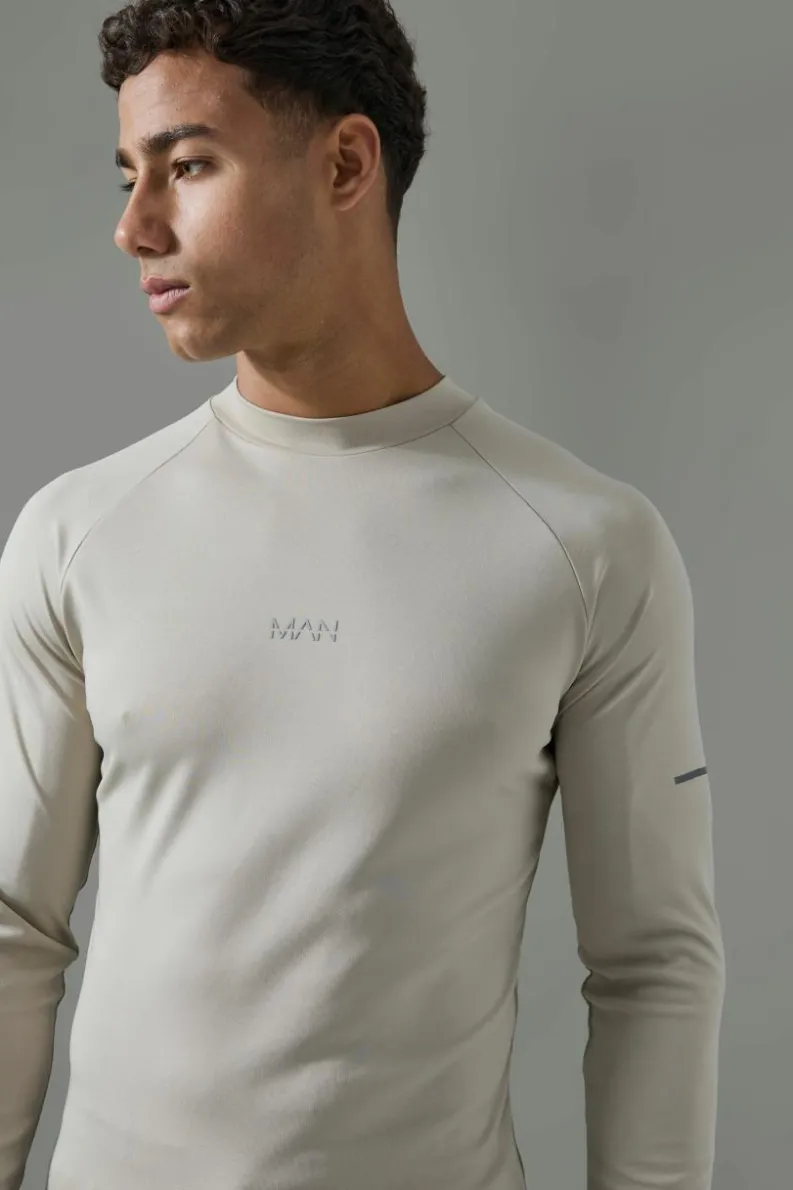 Outlet boohooMAN Man Active Compression Training Top sand