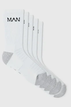 Best Sale boohooMAN Man Active Cushioned Training Crew 5 pack Socks white