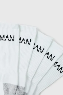 Best Sale boohooMAN Man Active Cushioned Training Crew 5 pack Socks white