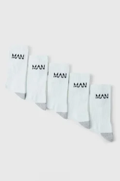 Best Sale boohooMAN Man Active Cushioned Training Crew 5 pack Socks white