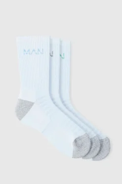 Cheap boohooMAN Man Active Cushioned Training Crew 3 Pack Socks white