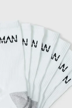 New boohooMAN Man Active Cushioned Training Crew 7 pack Socks white