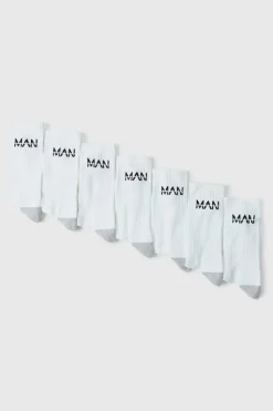 New boohooMAN Man Active Cushioned Training Crew 7 pack Socks white