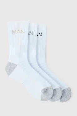 New boohooMAN Man Active Cushioned Training Crew 3 Pack Socks white