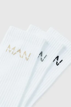New boohooMAN Man Active Cushioned Training Crew 3 Pack Socks white