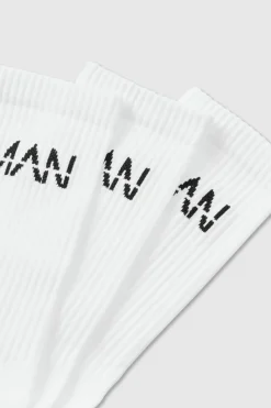 Clearance boohooMAN Man Active Cushioned Training Crew 3 Pack Socks white