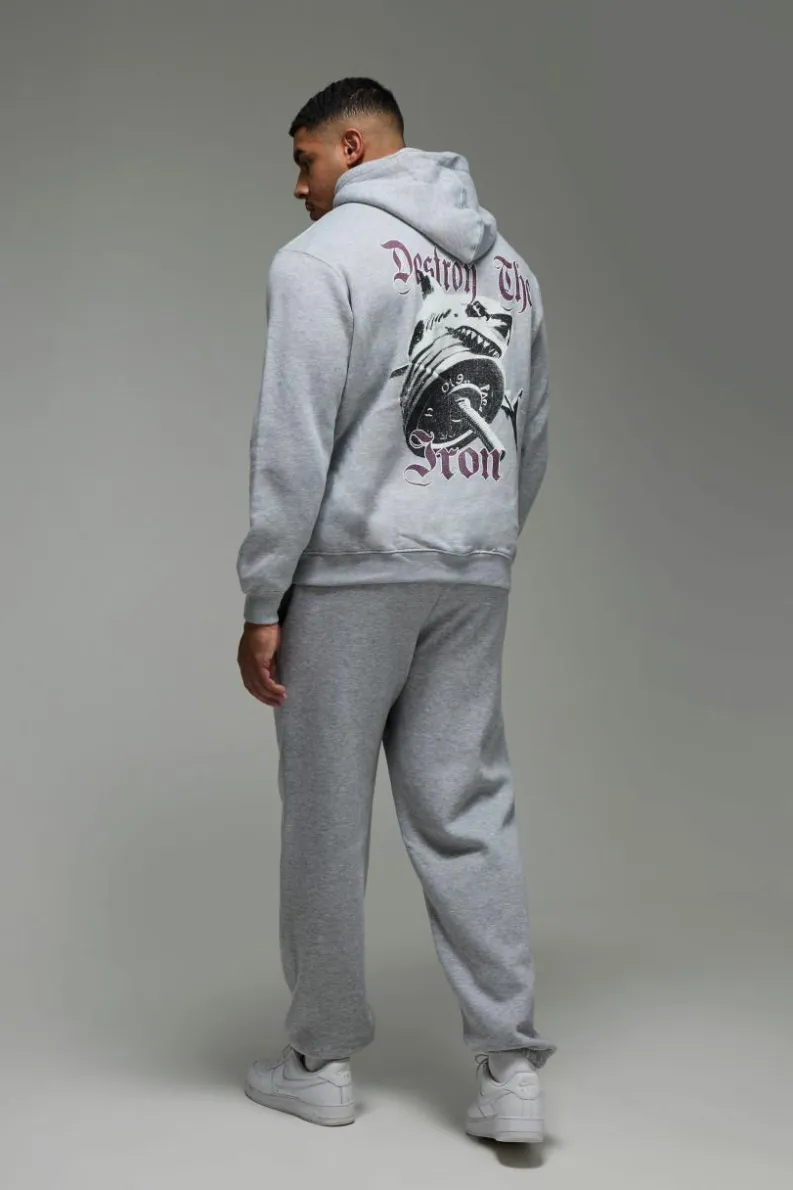 Cheap boohooMAN Man Active Destroy The Iron Oversized Hoodie grey marl