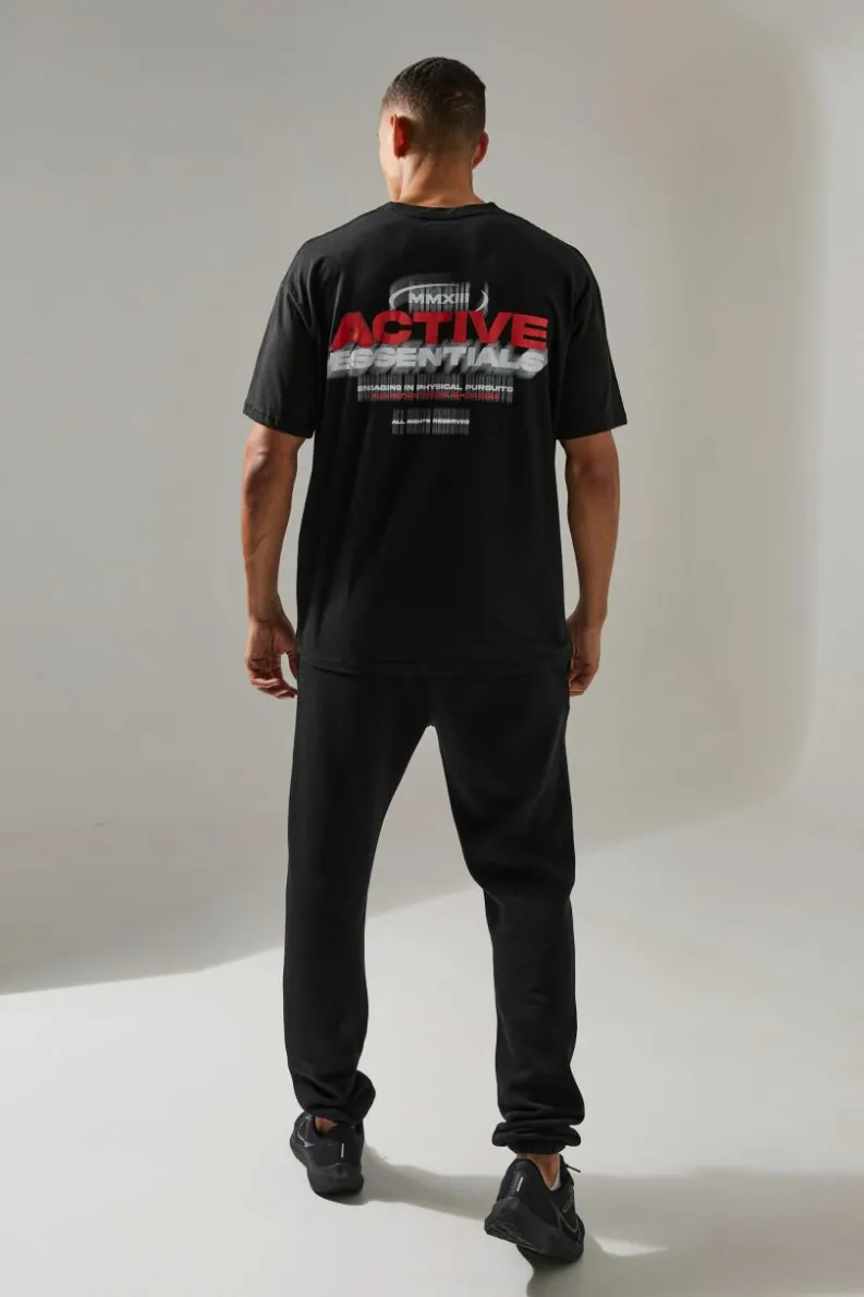 Store boohooMAN Man Active Essentials Blurred Oversized T-shirt black
