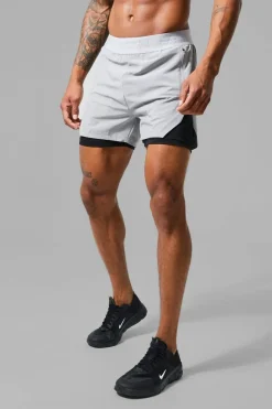 Best boohooMAN Man Active Extreme Split 3inch 2-in-1 Regular Fit Short grey