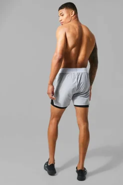 Best boohooMAN Man Active Extreme Split 3inch 2-in-1 Regular Fit Short grey