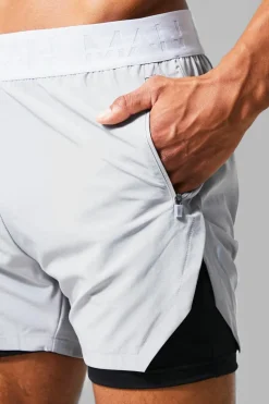 Best boohooMAN Man Active Extreme Split 3inch 2-in-1 Regular Fit Short grey
