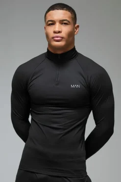 Cheap boohooMAN Man Active Fleece Back Performance Slim Fit 1/4 Zip black