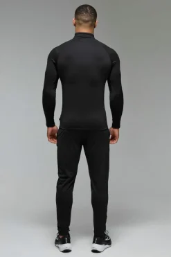 Cheap boohooMAN Man Active Fleece Back Performance Slim Fit 1/4 Zip black