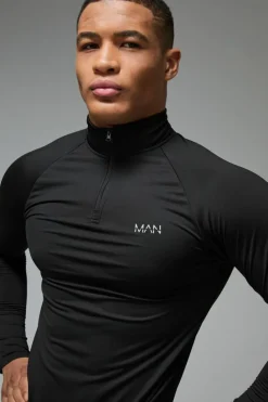 Cheap boohooMAN Man Active Fleece Back Performance Slim Fit 1/4 Zip black