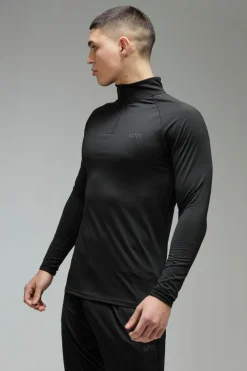 Outlet boohooMAN Man Active Fleece Back Performance 1/4 Zip & Tapered Jogger black