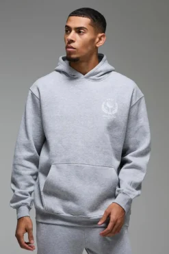 New boohooMAN Man Active Golf Country Club Oversized Hoodie grey marl